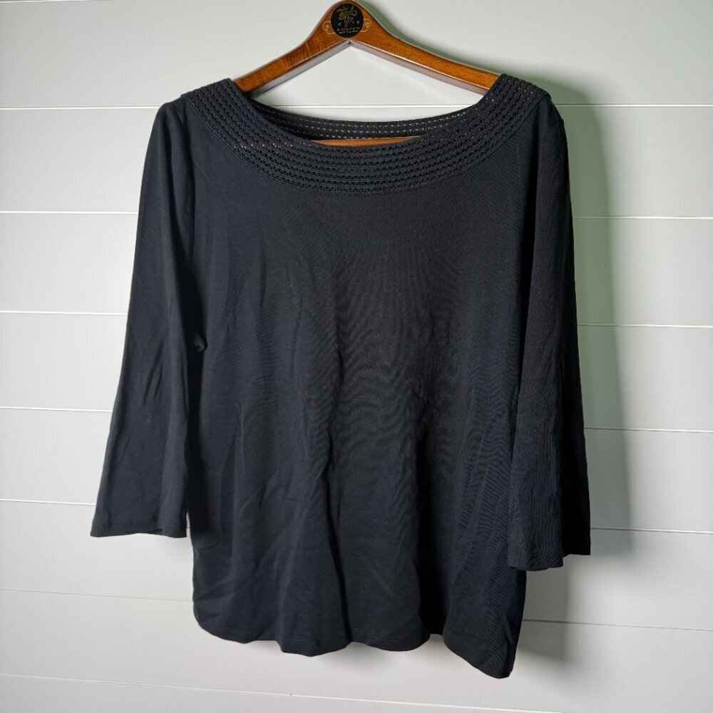 Lauren Ralph Lauren Black 3/4 Sleeve Shirt Sz 3X